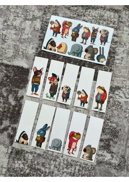 Paytak Moda Hayvan Karikatür Kitap Ayraç ve Stickers Çıkartma Seti PYTKSTKRYRC24