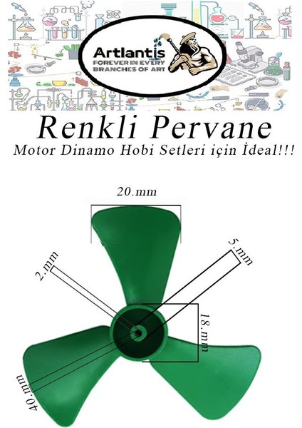 Deney Pervanesi Renkli 5 Adet Dc Motor Dinamo Uyumlu Pervane 3 Kanatlı Pervane Deney Eğitim Pervanesi