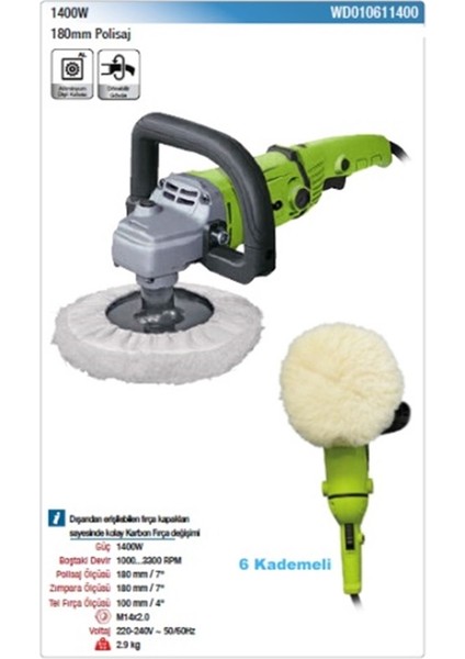 Vıdo 1400W Polisaj 180 mm