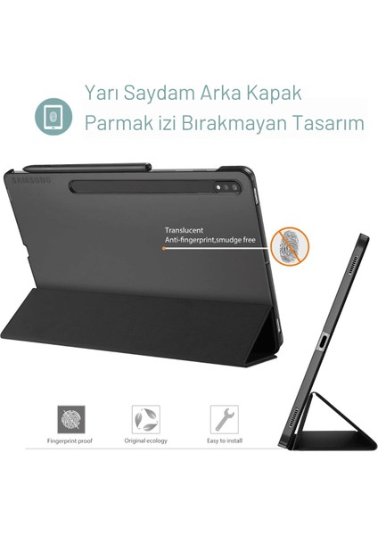 Tab S7 Fe 12,4 Inç Koruyucu Ince Folyo Sert Arka Akıllı Kapak Kılıf