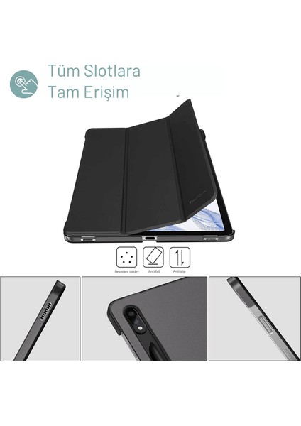 Tab S7 Fe 12,4 Inç Koruyucu Ince Folyo Sert Arka Akıllı Kapak Kılıf