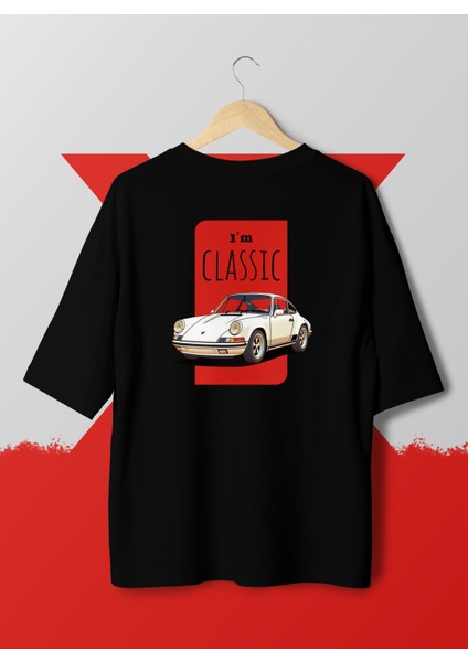 X7 Design Art x 7 Art X7 I'm Koleksiyonu 1963 Porsche 911 Oversize T-Shirt