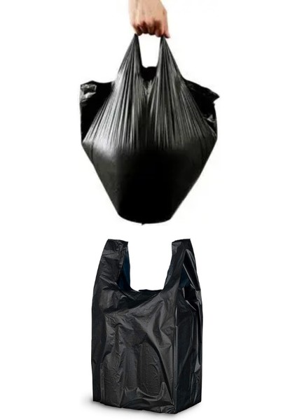 Kalın Siyah Poşet Büyük Boy 5 kg Hışır Atlet Poşet Market Manav Poşeti Çöp Poşeti
