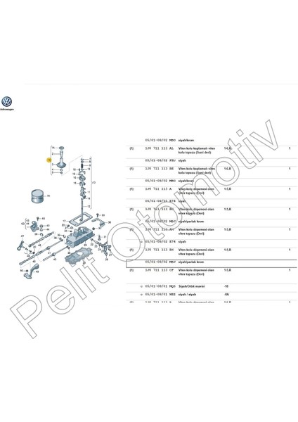 Golf 4 Vites Topuzu Körüğü Dar Tip ( Dizel ) Nikelaj 1J0711113 fiyatları