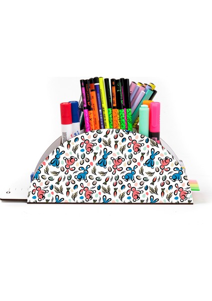 Ahşap Vip Renkli Hayvanlar Gökkuşağı Cetvelli Masaüstü Kalemlik Organizer Montajlı Kutulu fiyatları