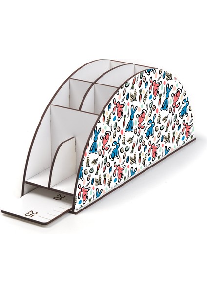 Ahşap Vip Renkli Hayvanlar Gökkuşağı Cetvelli Masaüstü Kalemlik Organizer Montajlı Kutulu modelleri