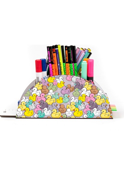 Ahşap Vip Şirin Hayvanlar Model Gökkuşağı Cetvelli Masaüstü Kalemlik Organizer Montajlı Kutulu fiyatları