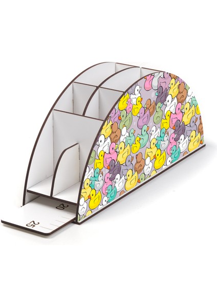 Ahşap Vip Şirin Hayvanlar Model Gökkuşağı Cetvelli Masaüstü Kalemlik Organizer Montajlı Kutulu modelleri