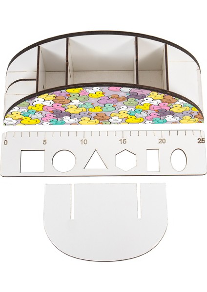 Ahşap Vip Şirin Hayvanlar Model Gökkuşağı Cetvelli Masaüstü Kalemlik Organizer Montajlı Kutulu fırsatları