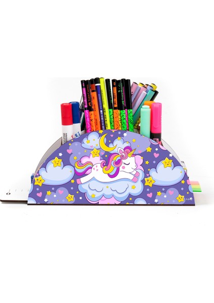 Ahşap Vip Unicornlar Model Gökkuşağı Cetvelli Masaüstü Kalemlik Organizer Montajlı Kutulu fiyatları