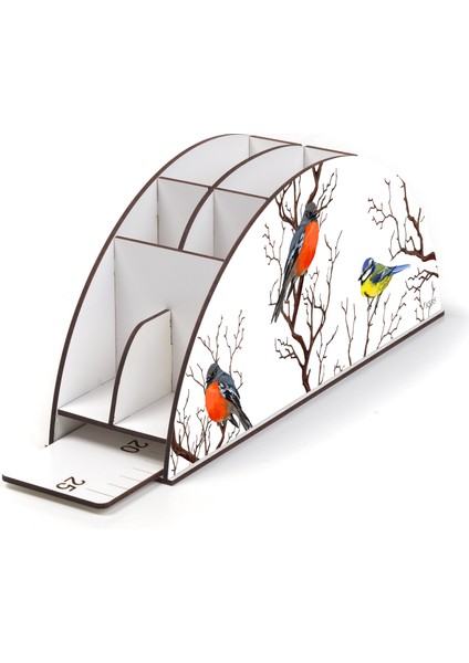 Ahşap Vip Şirin Hayvan Model Gökkuşağı Cetvelli Masaüstü Kalemlik Organizer Montajlı Kutulu modelleri