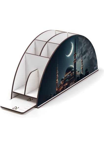 Ahşap Vip Islamiyet Gökkuşağı Cetvelli Masaüstü Kalemlik Organizer Montajlı Kutulu modelleri