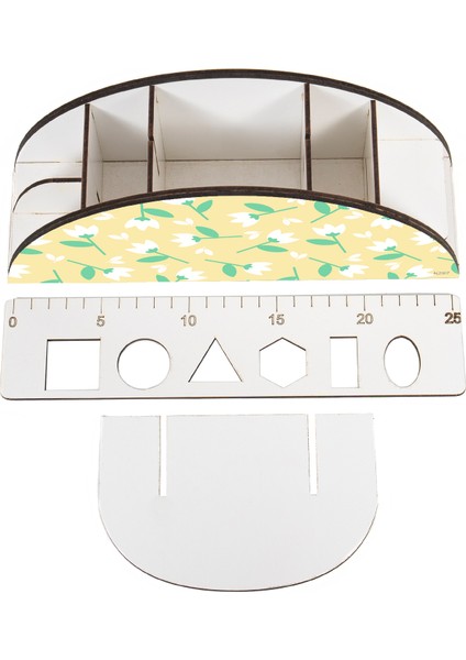 Ahşap Vip Gül Serisi Gökkuşağı Cetvelli Masaüstü Kalemlik Organizer Montajlı Kutulu fırsatları