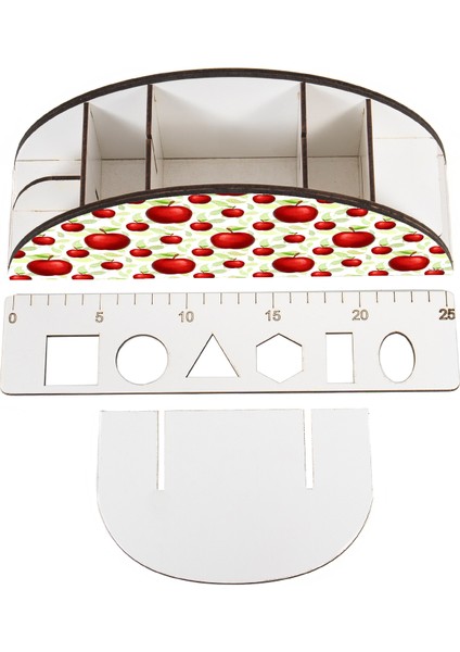 Ahşap Vip Bitki Serisi Gökkuşağı Cetvelli Masaüstü Kalemlik Organizer Montajlı Kutulu fırsatları