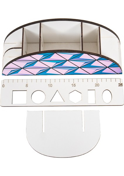 Ahşap Vip Student Seri Gökkuşağı Cetvelli Masaüstü Kalemlik Organizer Montajlı Kutulu fırsatları