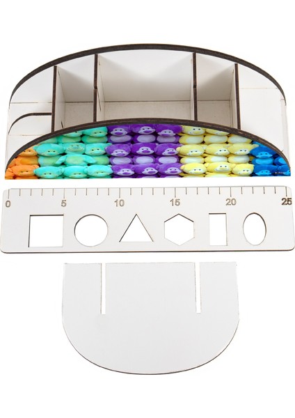 Ahşap Vip Mini Animals Gökkuşağı Cetvelli Masaüstü Kalemlik Organizer Montajlı Kutulu fırsatları