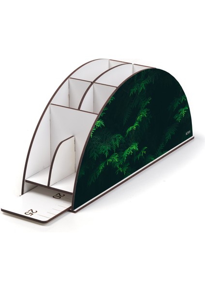 Ahşap Vip Bitki Serisi Gökkuşağı Cetvelli Masaüstü Kalemlik Organizer Montajlı Kutulu modelleri