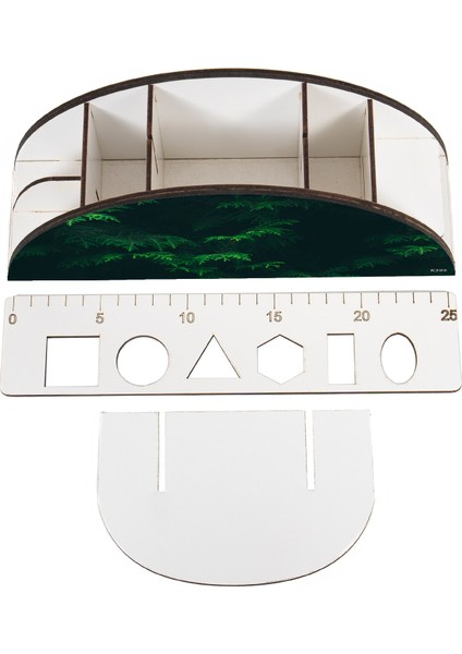 Ahşap Vip Bitki Serisi Gökkuşağı Cetvelli Masaüstü Kalemlik Organizer Montajlı Kutulu fırsatları