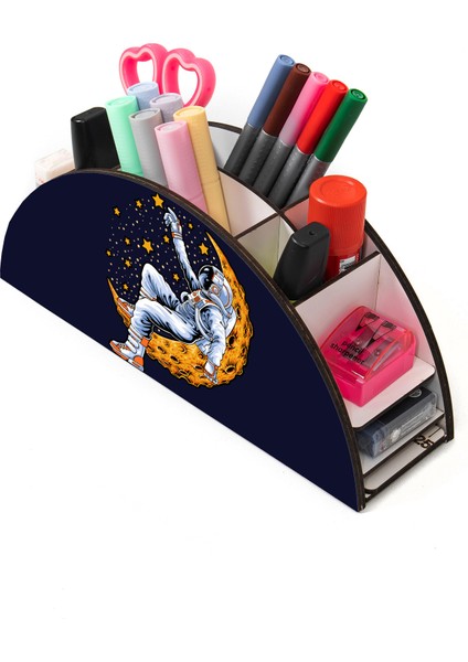 Ahşap Vip Space Serisi Gökkuşağı Cetvelli Masaüstü Kalemlik Çocuklar Için Organizer Montajlı Kutulu modelleri
