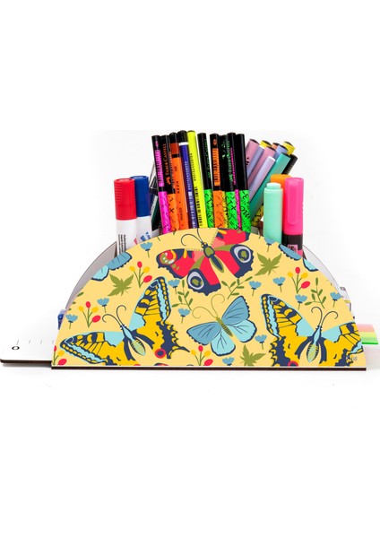 Ahşap Vip Animals Gökkuşağı Cetvelli Masaüstü Kalemlik Organizer Montajlı Kutulu