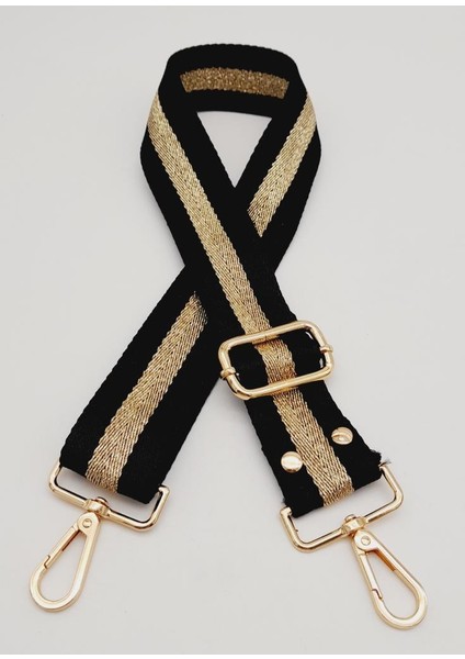 Polyester Kolon 120X4 cm Siyah Renk Simli Light Gold Metalli fiyatları