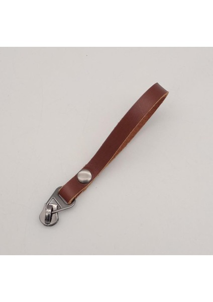 Kızıl Kahve Renk Gerçek Derili Füme Döngülü Fermuar Başı