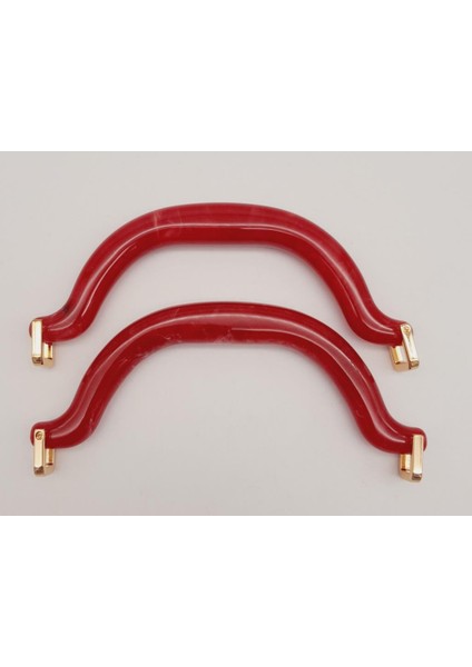 Akrilik Kırmızı Renk Mermer Desen Light Gold Halkalı Çanta Tutma Sapı