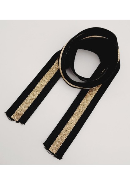 4 cm Siyah Renk Simli Polyester Kolon 1 Metre modelleri