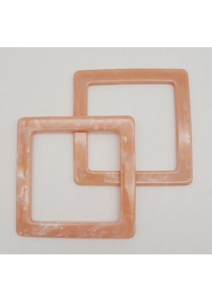 Kare Akrilik Pudra Renk Mermer Desen Çanta Sapı