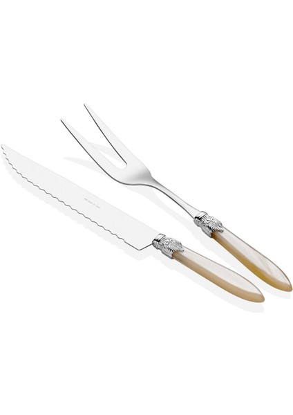 Laura Chrome Kemik Et Çatal Bıçak Seti Gümüş Toka 2 Li