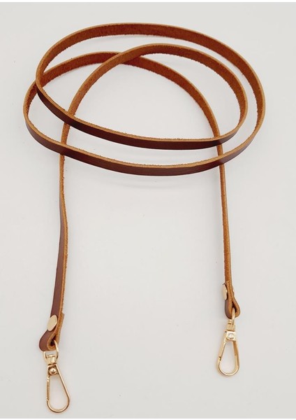 Gerçek Deri Spagetti Model Kızıl Kahve Light Gold Metal Çanta Sapı fiyatları