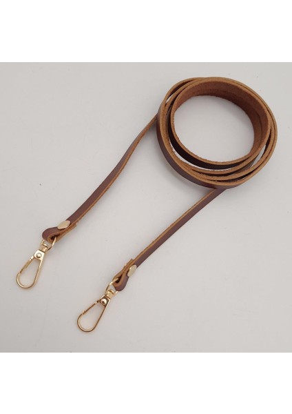 Gerçek Deri Spagetti Model Kızıl Kahve Light Gold Metal Çanta Sapı fırsatları