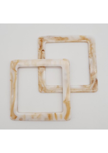 Kare Akrilik Bej Renk Mermer Desen Çanta Sapı