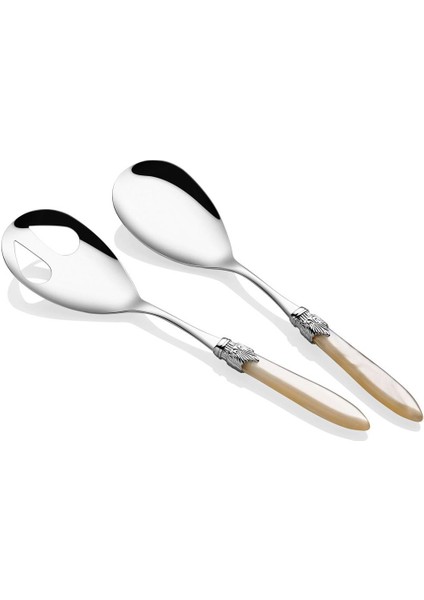 Laura Chrome Kemik Salata Servis Seti Gümüş Toka 2 Li