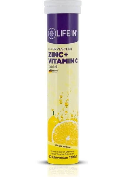 Life In Zinc(Çinko) + Vitamin C Efervesan 20 Tablet