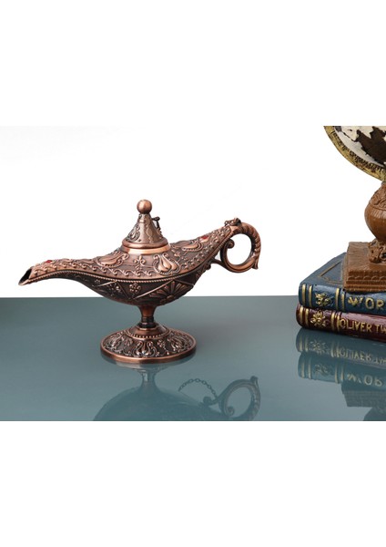 Lüks Motif Işlemeli Alaaddin’in Sihirli Lambası Tütsülük Buhurdanlık Biblo Hediyelik Dekoratif Ürün