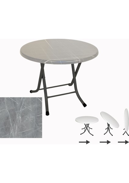 Klasik Katlanır Werzalit Yuvarlak Tabla Masa 70CM - Light Temperado