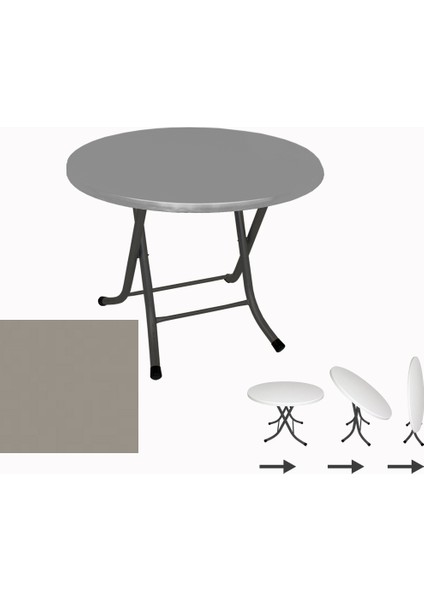 Klasik Katlanır Werzalit Yuvarlak Tabla Masa 80CM - Koyu Gri
