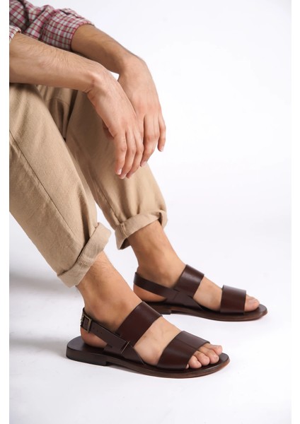 El Yapımı Erkek Deri Bodrum Sandalet