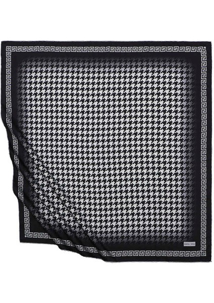 Gri Siyah Kazayağı Ipeksi Eşarp