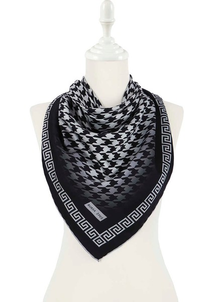 Gri Siyah Kazayağı Ipeksi Eşarp fiyatları