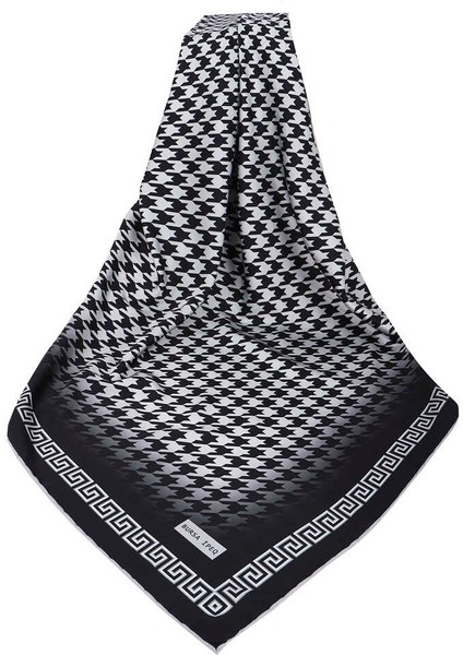 Gri Siyah Kazayağı Ipeksi Eşarp modelleri