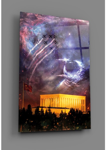 Anıtkabir ve Ay Yıldız Gökyüzü Dekoratif Dikey Cam Tablo fiyatları