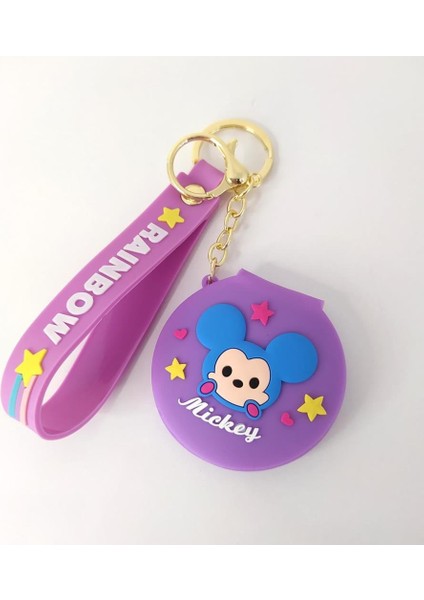 Anahtarlık Silikon Mickey Mouse Ayna Anahtarlık Çanta Süsü Karakter Figür Oyuncak
