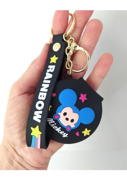 Anahtarlık Silikon Mickey Mouse Ayna Anahtarlık Çanta Süsü Karakter Figür Oyuncak Siyah fiyatları