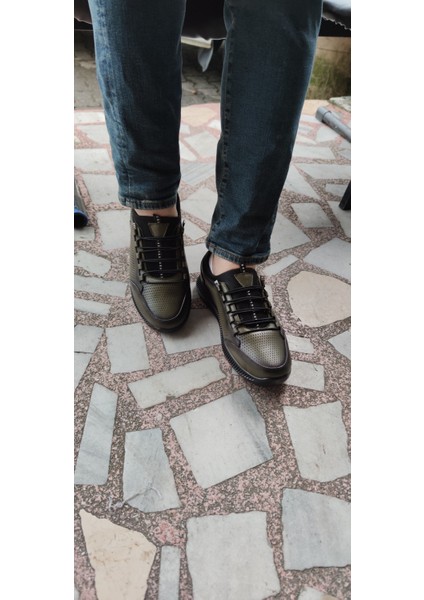 Ayalp Haki Yeşil Deri Ayakkabı - Haki Yeşil - 42 - ST00206-HAKİ Yeşil-42