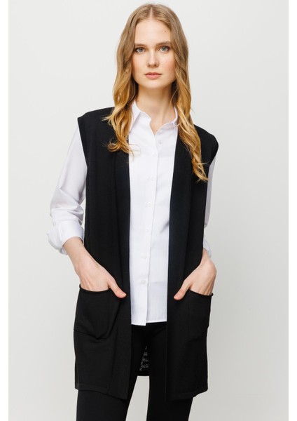 Kadın Arkası Desenli Araboy Triko Yelek Siyah fırsatları