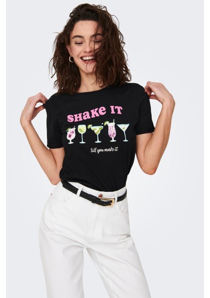 15291465-23Y Onlkıta S/s Drınks Top Box Jrs Kadın T-Shirt modelleri