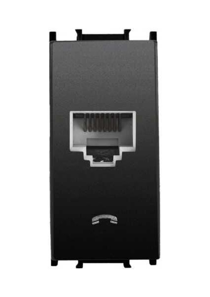 Modüler Siyah Nümeris Telefon Prizi Cat-3 Altlık+Kapak 1m - WVTT14024BL-TR