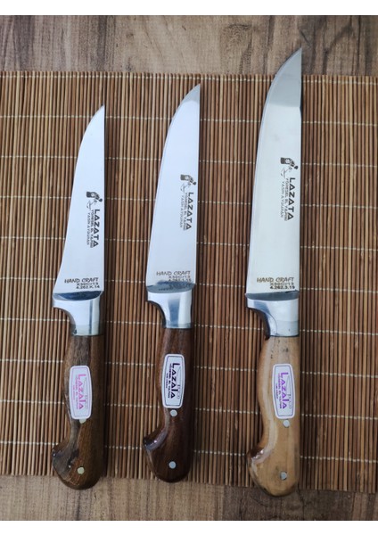 3'Lü Orjinal Lazata Sürmene Kasap Bıçağı+ Ahşap Kaşık Seti+ Sürmene Bıçak Bileme Aleti modelleri